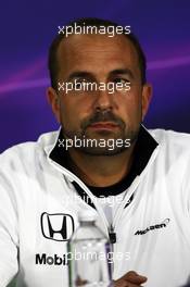 Matt Morris (GBR) McLaren Engineering Director in the FIA Press Conference. 05.06.2015. Formula 1 World Championship, Rd 7, Canadian Grand Prix, Montreal, Canada, Practice Day.