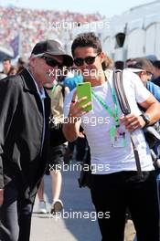 (L to R): Michael Douglas (USA) Actor with Javier Hernandez (MEX) Manchester Utd Football Player. 06.06.2015. Formula 1 World Championship, Rd 7, Canadian Grand Prix, Montreal, Canada, Qualifying Day.