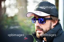 Fernando Alonso (ESP) McLaren with the media. 10.04.2015. Formula 1 World Championship, Rd 3, Chinese Grand Prix, Shanghai, China, Practice Day.