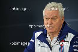 Pat Symonds (GBR) Williams Chief Technical Officer in the FIA Press Conference. 10.04.2015. Formula 1 World Championship, Rd 3, Chinese Grand Prix, Shanghai, China, Practice Day.