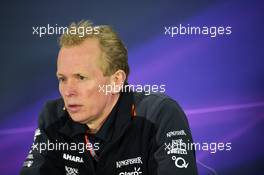 Andrew Green (GBR) Sahara Force India F1 Team Technical Director in the FIA Press Conference. 10.04.2015. Formula 1 World Championship, Rd 3, Chinese Grand Prix, Shanghai, China, Practice Day.