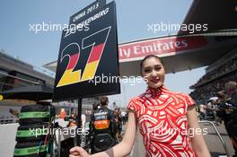 Grid girl for Nico Hulkenberg (GER) Sahara Force India F1. 12.04.2015. Formula 1 World Championship, Rd 3, Chinese Grand Prix, Shanghai, China, Race Day.