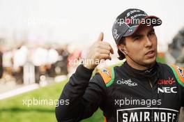 Sergio Perez (MEX) Sahara Force India F1 on the grid. 12.04.2015. Formula 1 World Championship, Rd 3, Chinese Grand Prix, Shanghai, China, Race Day.