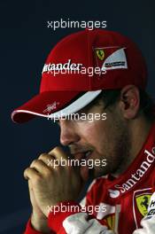Sebastian Vettel (GER) Ferrari in the FIA Press Conference. 10.05.2015. Formula 1 World Championship, Rd 5, Spanish Grand Prix, Barcelona, Spain, Race Day.