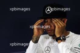Lewis Hamilton (GBR) Mercedes AMG F1 in the FIA Press Conference. 10.05.2015. Formula 1 World Championship, Rd 5, Spanish Grand Prix, Barcelona, Spain, Race Day.