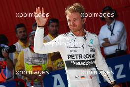 Nico Rosberg (GER) Mercedes AMG F1 celebrates his pole position in parc ferme. 09.05.2015. Formula 1 World Championship, Rd 5, Spanish Grand Prix, Barcelona, Spain, Qualifying Day.