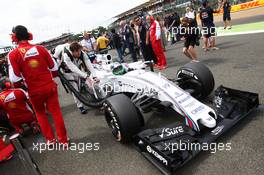 Felipe Massa (BRA) Williams FW37 on the grid. 05.07.2015. Formula 1 World Championship, Rd 9, British Grand Prix, Silverstone, England, Race Day.