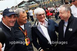 (L to R): Nigel Mansell (GBR) with Sir Martin Sorrell (GBR) WPP CEO; Bernie Ecclestone (GBR) and Jean Todt (FRA) FIA President. 05.07.2015. Formula 1 World Championship, Rd 9, British Grand Prix, Silverstone, England, Race Day.