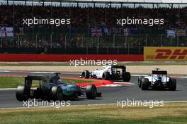 Felipe Massa (BRA) Williams FW37 leads the race from Valtteri Bottas (FIN) Williams FW37 and Lewis Hamilton (GBR) Mercedes AMG F1 W06. 05.07.2015. Formula 1 World Championship, Rd 9, British Grand Prix, Silverstone, England, Race Day.