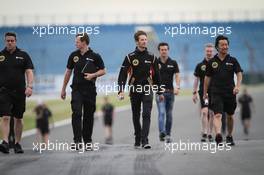 Romain Grosjean (FRA) Lotus F1 Team walks the circuit. 02.07.2015. Formula 1 World Championship, Rd 9, British Grand Prix, Silverstone, England, Preparation Day.