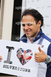 Felipe Massa (BRA) Williams loves Silverstone. 02.07.2015. Formula 1 World Championship, Rd 9, British Grand Prix, Silverstone, England, Preparation Day.
