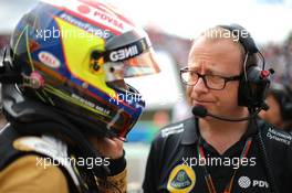 Mark Slade (GBR), Lotus F1 Team, Race Engineer  and Pastor Maldonado (VEN), Lotus F1 Team  26.07.2015. Formula 1 World Championship, Rd 10, Hungarian Grand Prix, Budapest, Hungary, Race Day.