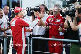 Race winner Sebastian Vettel (GER) Ferrari celebrates with Maurizio Arrivabene (ITA) Ferrari Team Principal. 26.07.2015. Formula 1 World Championship, Rd 10, Hungarian Grand Prix, Budapest, Hungary, Race Day.