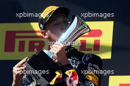 Daniil Kvyat (RUS) Red Bull Racing celebrates his second position on the podium. 26.07.2015. Formula 1 World Championship, Rd 10, Hungarian Grand Prix, Budapest, Hungary, Race Day.
