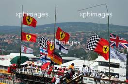 Fans and flags in the grandstand. 25.07.2015. Formula 1 World Championship, Rd 10, Hungarian Grand Prix, Budapest, Hungary, Qualifying Day.