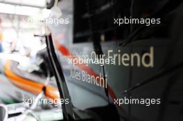The Sahara Force India F1 VJM08 with a tribute to Jules Bianchi. 26.07.2015. Formula 1 World Championship, Rd 10, Hungarian Grand Prix, Budapest, Hungary, Race Day.