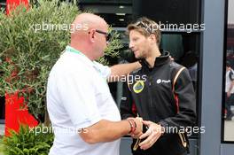 (L to R): Philippe Bianchi (ITA), the father of Jules Bianchi, with Romain Grosjean (FRA) Lotus F1 Team. 26.07.2015. Formula 1 World Championship, Rd 10, Hungarian Grand Prix, Budapest, Hungary, Race Day.