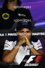 Felipe Massa (BRA) Williams in the FIA Press Conference. 23.07.2015. Formula 1 World Championship, Rd 10, Hungarian Grand Prix, Budapest, Hungary, Preparation Day.