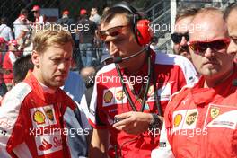 Sebastian Vettel (GER) Ferrari on the grid. 06.09.2015. Formula 1 World Championship, Rd 12, Italian Grand Prix, Monza, Italy, Race Day.