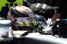 Lewis Hamilton (GBR) Mercedes AMG F1 W06 on the grid. 06.09.2015. Formula 1 World Championship, Rd 12, Italian Grand Prix, Monza, Italy, Race Day.