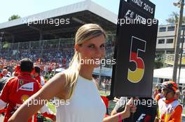 Grid girl. 06.09.2015. Formula 1 World Championship, Rd 12, Italian Grand Prix, Monza, Italy, Race Day.