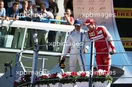 (L to R): Third placed Felipe Massa (BRA) Williams and second placed Sebastian Vettel (GER) Ferrari celebrate on the podium. 06.09.2015. Formula 1 World Championship, Rd 12, Italian Grand Prix, Monza, Italy, Race Day.