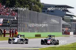 (L to R): Valtteri Bottas (FIN) Williams FW37 and Fernando Alonso (ESP) McLaren MP4-30. 06.09.2015. Formula 1 World Championship, Rd 12, Italian Grand Prix, Monza, Italy, Race Day.