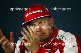 Kimi Raikkonen (FIN) Ferrari in the FIA Press Conference. 05.09.2015. Formula 1 World Championship, Rd 12, Italian Grand Prix, Monza, Italy, Qualifying Day.