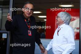 (L to R): Sergio Marchionne (ITA), Ferrari President and CEO of Fiat Chrysler Automobiles with Bernie Ecclestone (GBR). 06.09.2015. Formula 1 World Championship, Rd 12, Italian Grand Prix, Monza, Italy, Race Day.