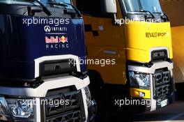 Red Bull Racing and Renault Sport F1 trucks in the paddock. 01.02.2015. Formula One Testing, Day One, Jerez, Spain.