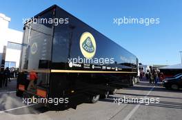 A Lotus F1 Team truck arrives in the paddock. 01.02.2015. Formula One Testing, Day One, Jerez, Spain.