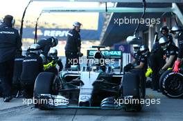 Nico Rosberg (GER) Mercedes AMG F1 W06 practices a pit stop. 01.02.2015. Formula One Testing, Day One, Jerez, Spain.