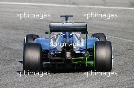 Lewis Hamilton (GBR) Mercedes AMG F1 W06 running flow-vis paint on the rear diffuser. 04.02.2015. Formula One Testing, Day Four, Jerez, Spain.