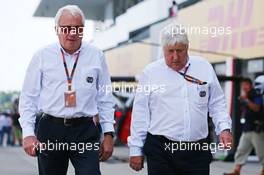 (L to R): Charlie Whiting (GBR) FIA Delegate with Herbie Blash (GBR) FIA Delegate. 27.09.2015. Formula 1 World Championship, Rd 14, Japanese Grand Prix, Suzuka, Japan, Race Day.
