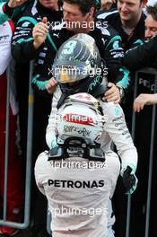 Race winner Lewis Hamilton (GBR) Mercedes AMG F1 celebrates in parc ferme with second placed team mate Nico Rosberg (GER) Mercedes AMG F1. 27.09.2015. Formula 1 World Championship, Rd 14, Japanese Grand Prix, Suzuka, Japan, Race Day.