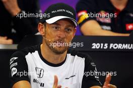 Jenson Button (GBR) McLaren in the FIA Press Conference. 24.09.2015. Formula 1 World Championship, Rd 14, Japanese Grand Prix, Suzuka, Japan, Preparation Day.