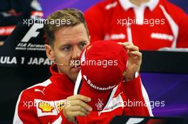Sebastian Vettel (GER) Ferrari in the FIA Press Conference. 24.09.2015. Formula 1 World Championship, Rd 14, Japanese Grand Prix, Suzuka, Japan, Preparation Day.