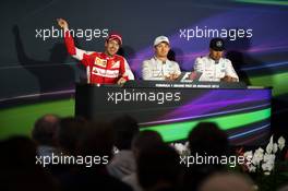 The FIA Press Conference (L to R): Sebastian Vettel (GER) Ferrari, second; Nico Rosberg (GER) Mercedes AMG F1, race winner; Lewis Hamilton (GBR) Mercedes AMG F1, third. 24.05.2015. Formula 1 World Championship, Rd 6, Monaco Grand Prix, Monte Carlo, Monaco, Race Day.