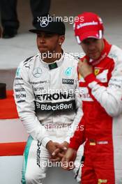 Lewis Hamilton (GBR) Mercedes AMG F1 and Sebastian Vettel (GER) Ferrari. 24.05.2015. Formula 1 World Championship, Rd 6, Monaco Grand Prix, Monte Carlo, Monaco, Race Day.