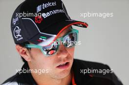 Sergio Perez (MEX) Sahara Force India F1. 20.05.2015. Formula 1 World Championship, Rd 6, Monaco Grand Prix, Monte Carlo, Monaco, Preparation Day.