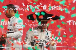 Race winner Nico Rosberg (GER) Mercedes AMG F1 celebrates on the podium. 01.11.2015. Formula 1 World Championship, Rd 17, Mexican Grand Prix, Mexixo City, Mexico, Race Day.