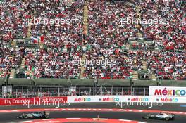 Nico Rosberg (GER) Mercedes AMG F1 W06 leads team mate Lewis Hamilton (GBR) Mercedes AMG F1 W06. 01.11.2015. Formula 1 World Championship, Rd 17, Mexican Grand Prix, Mexixo City, Mexico, Race Day.