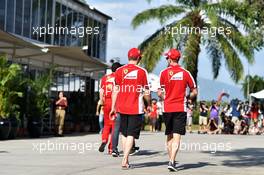 (L to R): Kimi Raikkonen (FIN) Ferrari with team mate Sebastian Vettel (GER) Ferrari. 27.03.2015. Formula 1 World Championship, Rd 2, Malaysian Grand Prix, Sepang, Malaysia, Friday.