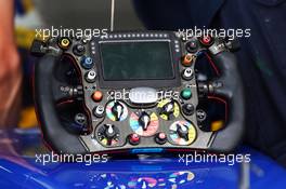 Sauber C34 steering wheel. 28.03.2015. Formula 1 World Championship, Rd 2, Malaysian Grand Prix, Sepang, Malaysia, Saturday.