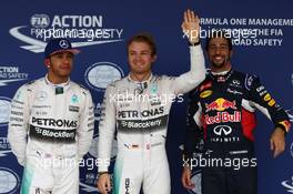 Pole for Nico Rosberg (GER) Mercedes AMG F1 W06, 2nd for Lewis Hamilton (GBR) Mercedes AMG F1 W06 and 3rd for Daniel Ricciardo (AUS) Red Bull Racing RB11. Qualifying 25.10.2015. Formula 1 World Championship, Rd 16, United States Grand Prix, Austin, Texas, USA, Race Day.