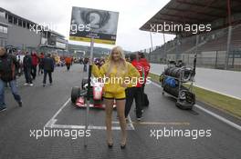 Gridgirl of Jake Dennis (GBR) Prema Powerteam Dallara F312 – Mercedes-Benz 20.06.2015. FIA F3 European Championship 2015, Round 5, Race 1, Spa-Francorchamps, Belgium
