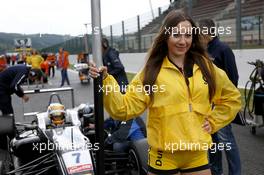 Gridgirl of Charles Leclerc (MCO) Van Amersfoort Racing Dallara F312 – Volkswagen 20.06.2015. FIA F3 European Championship 2015, Round 5, Race 1, Spa-Francorchamps, Belgium