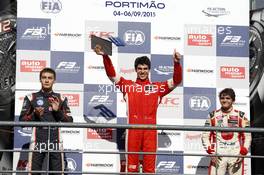 Rookie Podium, 2nd George Russell (GBR) Carlin Dallara F312 – Volkswagen, 1st Lance Stroll (CAN) Prema Powerteam Dallara F312 – Mercedes-Benz, 3rd Pietro Fittipaldi (BRA) Fortec Motorsports Dallara F312 – Mercedes-Benz 05.09.2015. FIA F3 European Championship 2015, Round 9, Race 2, Portimao, Portugal
