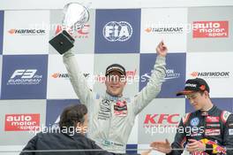 podium; rostrum; Felix Rosenqvist (SWE) Prema Powerteam Dallara F312 – Mercedes-Benz;  26.09.2015. FIA F3 European Championship 2015, Round 10, Race 1, Nuerburgring, Germany