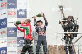 champagne shower; Callum Ilott (GBR) Carlin Dallara F312 – Volkswagen;  26.09.2015. FIA F3 European Championship 2015, Round 10, Race 1, Nuerburgring, Germany
